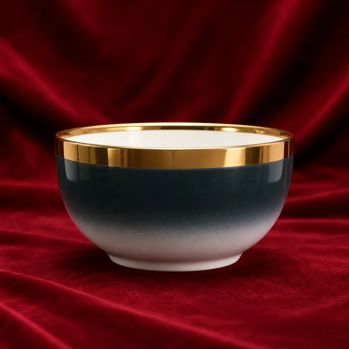 Dark Gradient Tea Bowl shown on a red studio background
